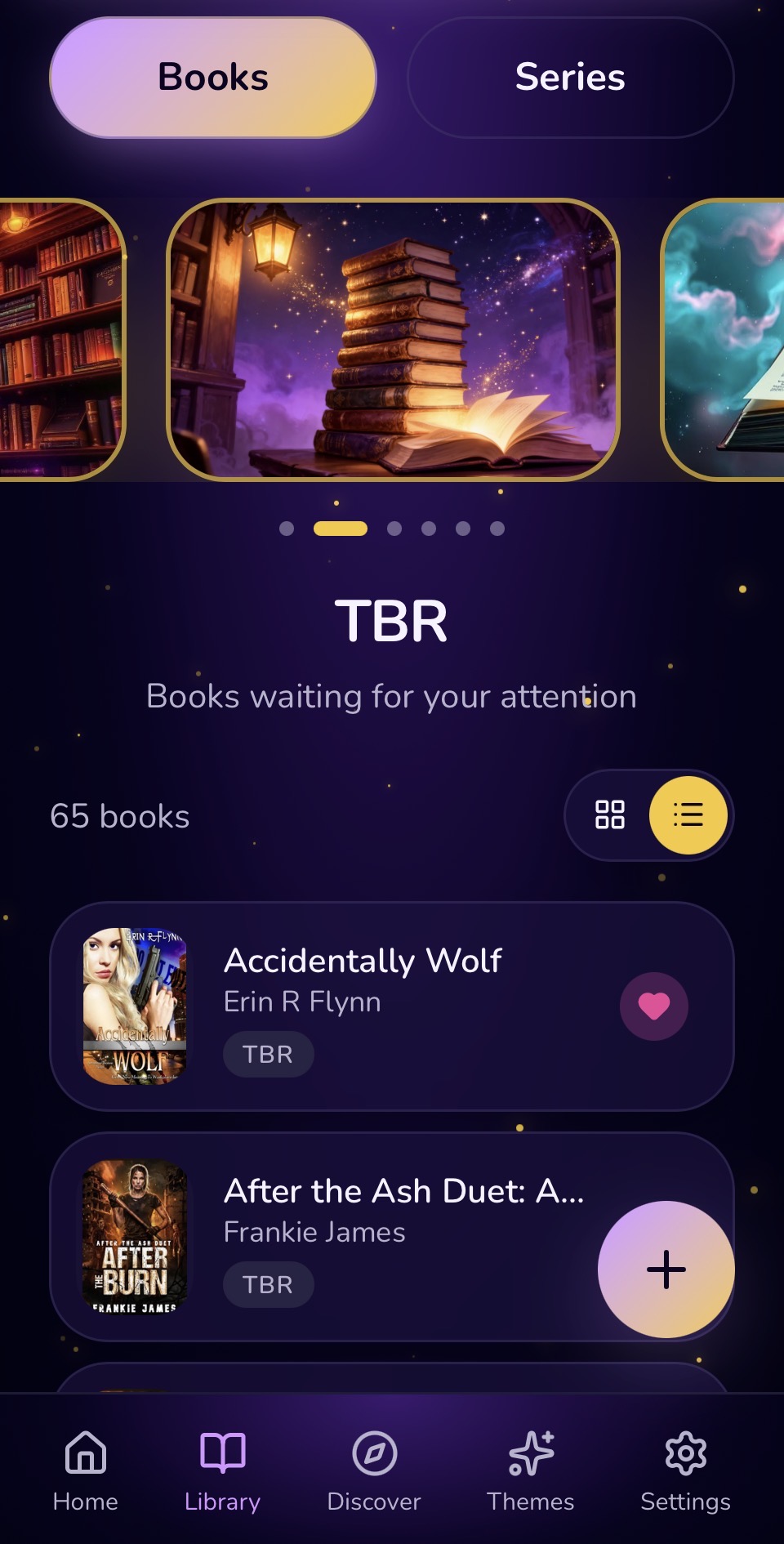 Current TBRly library screen showing books in the TBR list